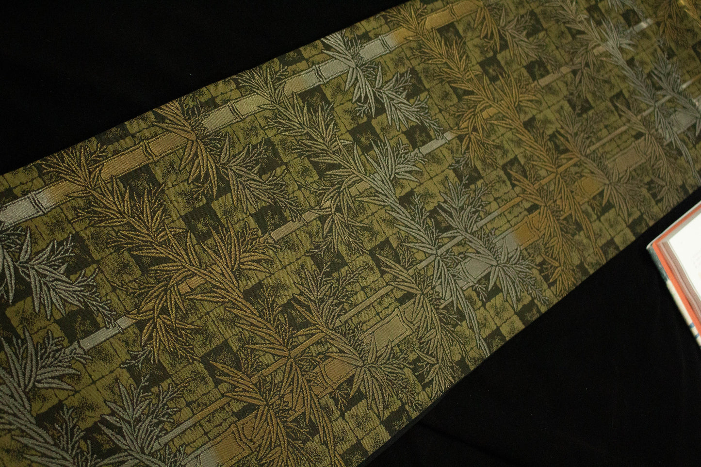 Vintage Silk Obi Belt: Bamboo Motif Kimono Sash (Rank A+)
