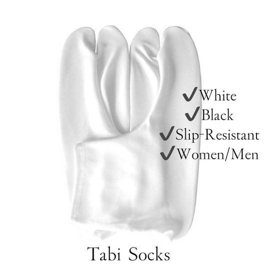 White/Black Polyester Durable Traditional Tabi Socks for Men and Women, Kimono Socks, Japanese Split-Toe Socks,  EU32-EU46