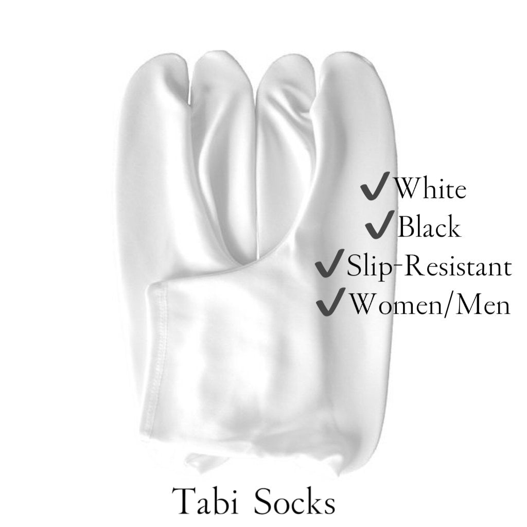Unisex Tabi Socks (White/ Black): Traditional Japanese Split-Toe Kimono Socks (EU32-EU46), with Drawstring Bag, Tabi Gift Set