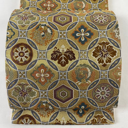 Vintage Japanese Silk Obi Belt: Fukuro Kimono Sash (436x31cm)