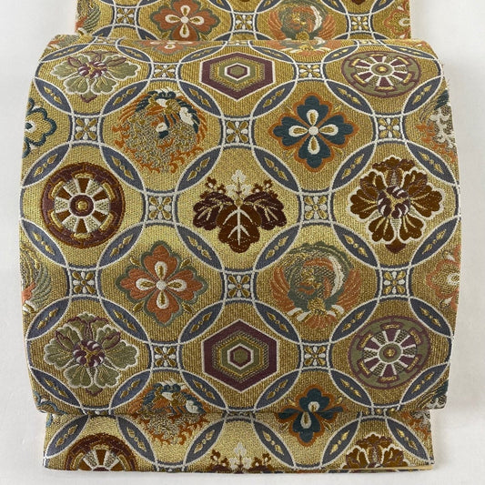 Vintage Japanese Silk Obi Belt: Fukuro Kimono Sash (436x31cm)