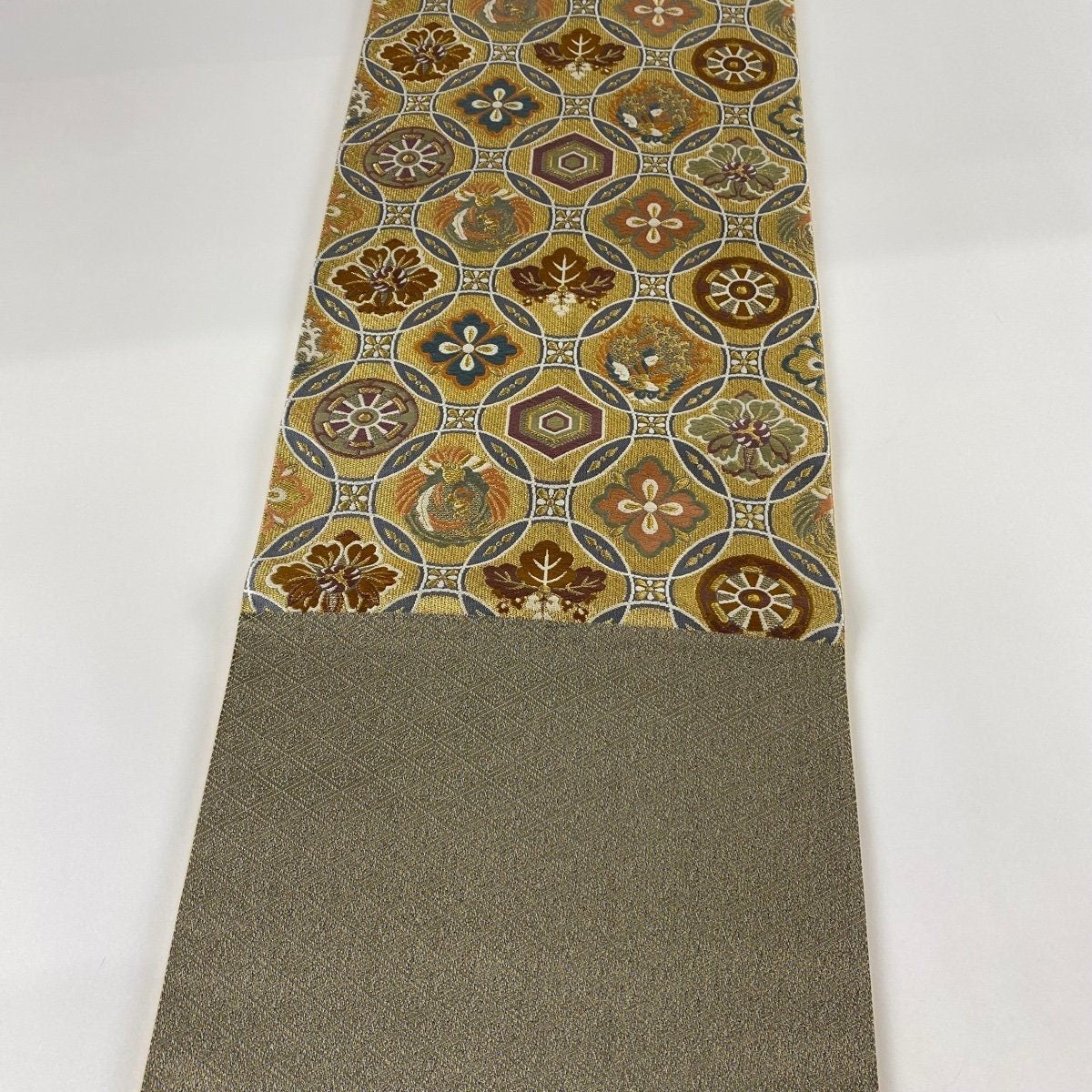 Vintage Japanese Silk Obi Belt: Fukuro Kimono Sash (436x31cm)