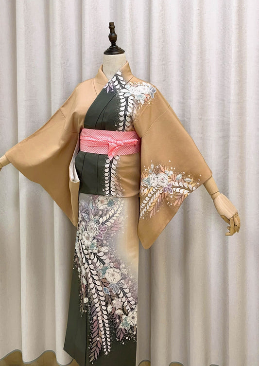 Rank A- Vintage Silk Tsukesage Kimono, A85