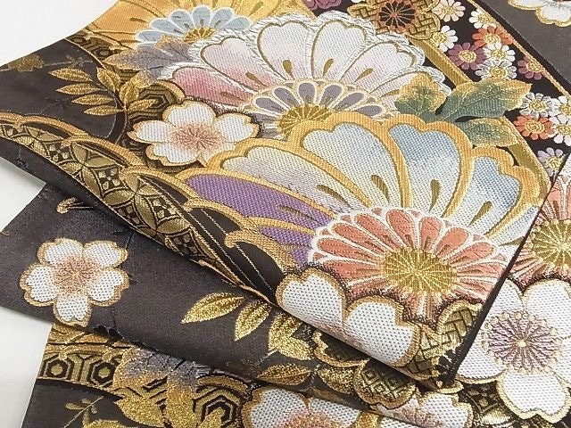 Vintage Floral Silk Obi Belt - Rank A Kimono Obi