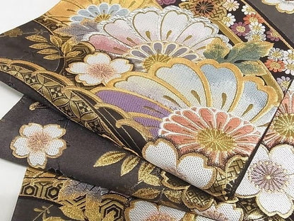 Vintage Floral Silk Obi Belt - Rank A Kimono Obi