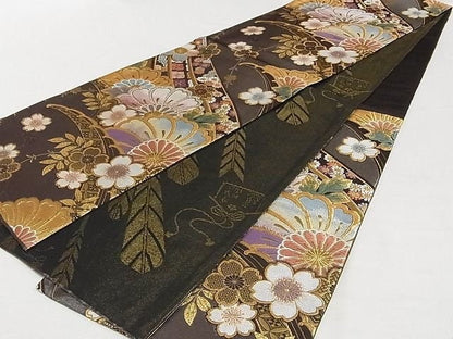 Vintage Floral Silk Obi Belt - Rank A Kimono Obi