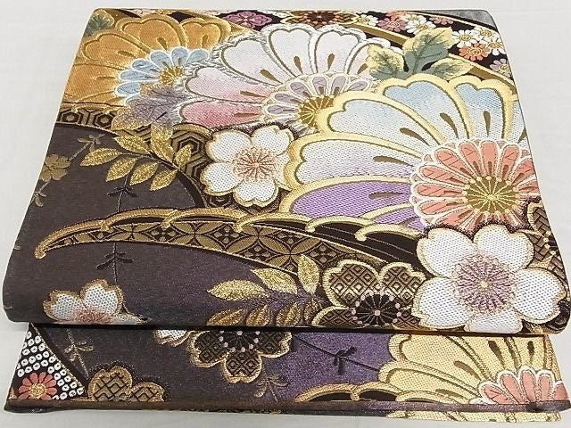 Rank A Vintage Fukoro Obi/Silk Obi Belt/ Floral Obi/Kimono Obi