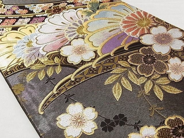 Vintage Floral Silk Obi Belt - Rank A Kimono Obi