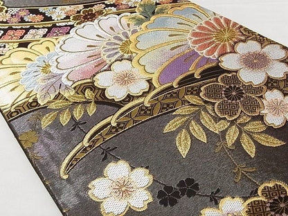 Vintage Floral Silk Obi Belt - Rank A Kimono Obi