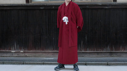 Men's Traditional Kimono 3PCS Set: Kimono, Kaku Obi & Haori - Customizable Kamon