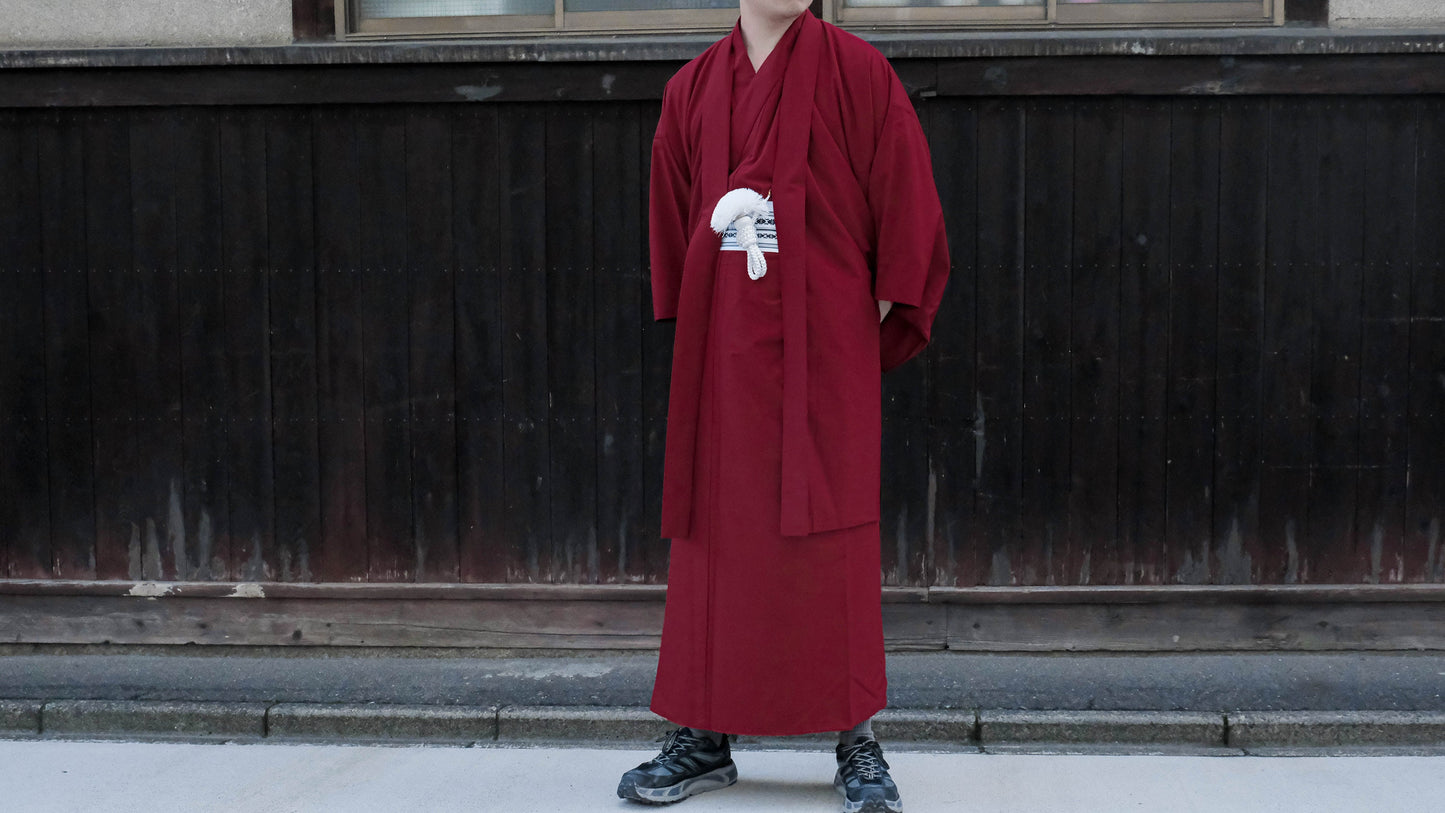 Men's Traditional Kimono 4PCS Gift Set:  Kimono, Haori Jacket, Obi Belt, & Koshi Himo- Customizable Kamon Available