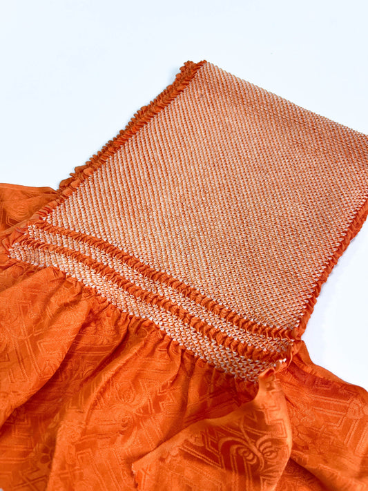 Vintage Orange Silk Obiage Kimono Sash - Rank S (13B)
