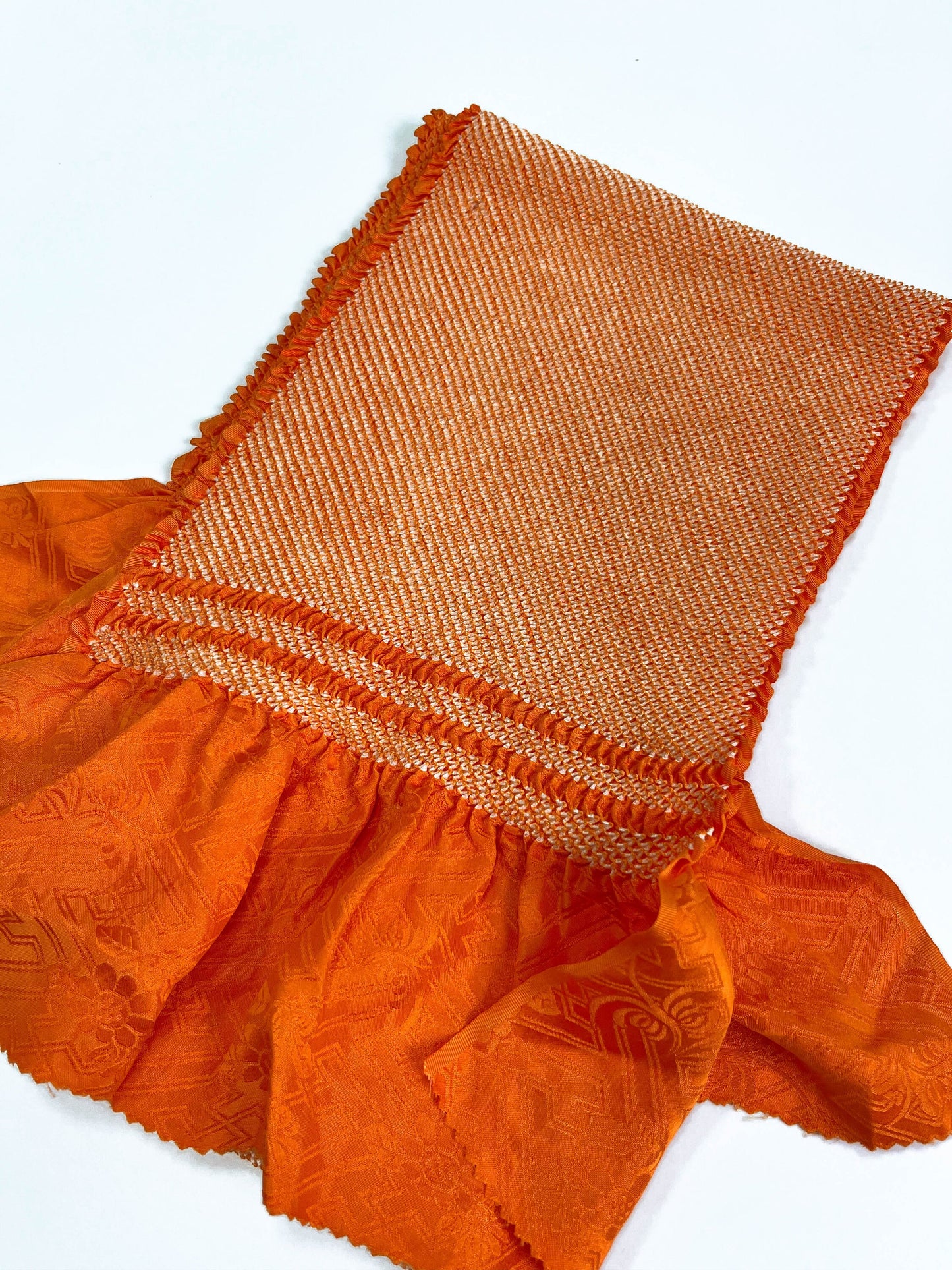 Vintage Orange Silk Obiage Kimono Sash - Rank S (13B)