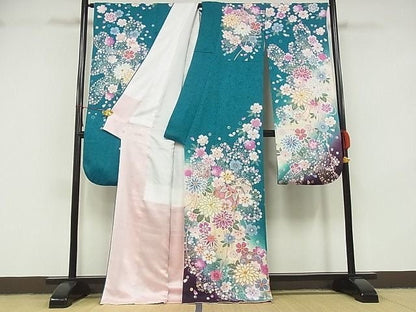 Rank A- Japanese Vintage Furisode Kimono, A54