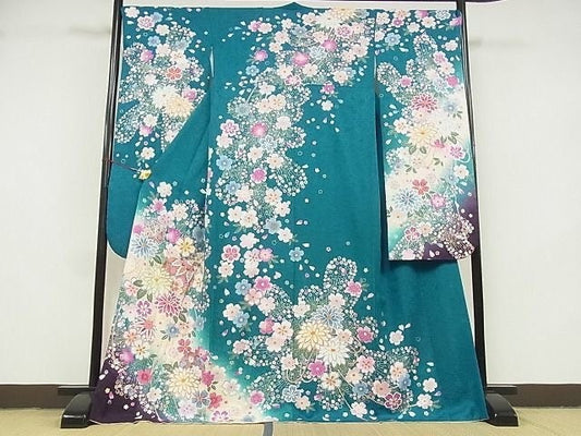 Rank A- Japanese Vintage Furisode Kimono, A54