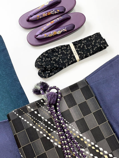 Japanese Vintage Obi Belt: Gradient Black Gray Kimono Sash