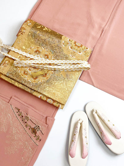 Patterned Vintage Silk Fukuro Obi Belt - Purple Kimono Obi, Rank A+ (OB84)