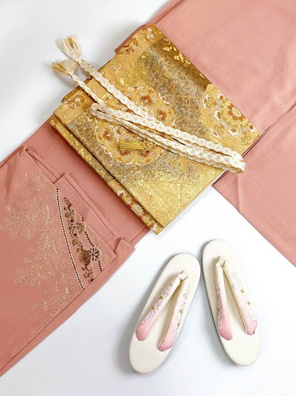 Patterned Vintage Silk Fukuro Obi Belt - Purple Kimono Obi, Rank A+ (OB84)