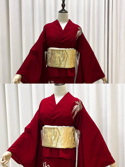 Rank B Gold Fukuro Obi Collection/Silk Obi/Vintage Kimono Obi/ OB59