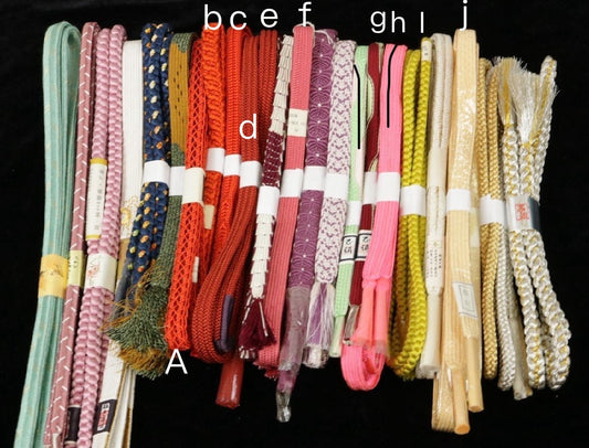 Japanese Kimono Obijime Cord: Brand New, Unused Belt Accessory  (A/B/C/D/G)- 1024