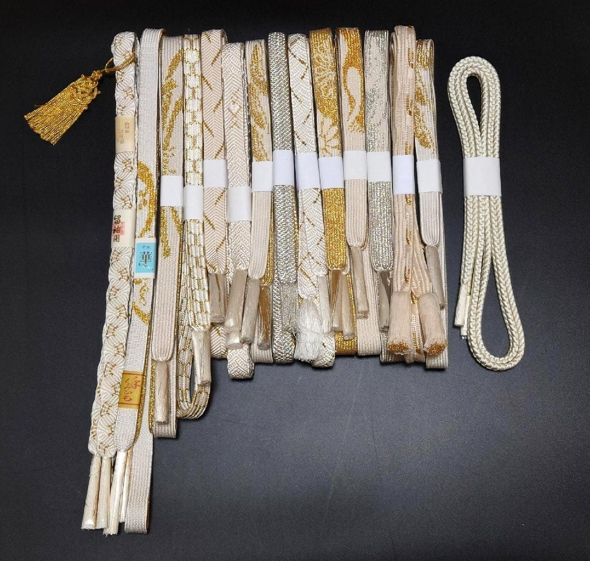 Brand New Silk Obijime Cord: White Formal Kimono Obi Ties