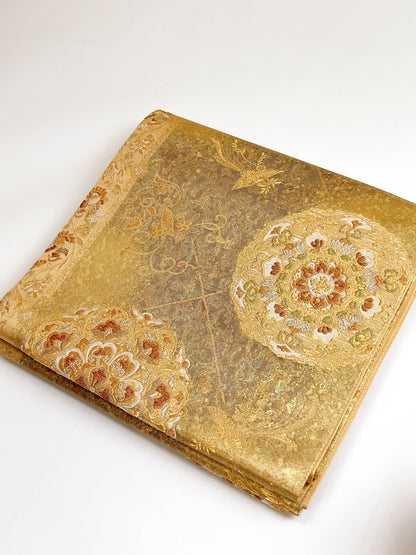 Patterned Vintage Silk Fukuro Obi Belt - Purple Kimono Obi, Rank A+ (OB84)