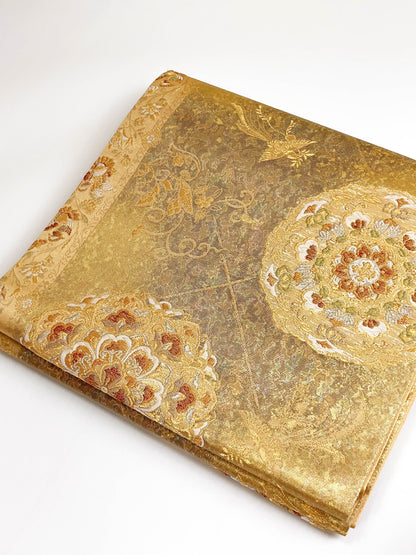 Patterned Vintage Silk Fukuro Obi Belt - Purple Kimono Obi, Rank A+ (OB84)