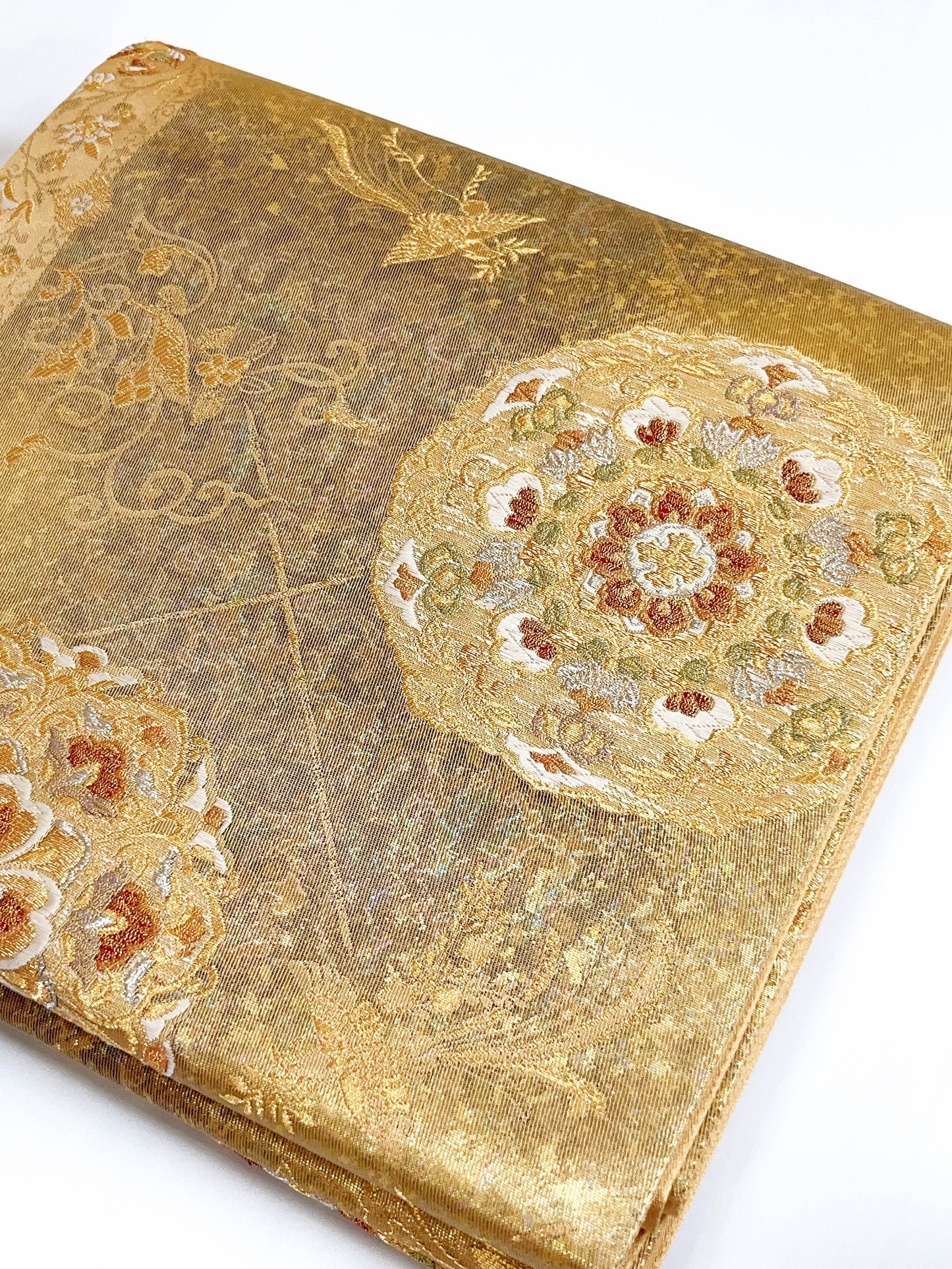 Patterned Vintage Silk Fukuro Obi Belt - Purple Kimono Obi, Rank A+ (OB84)