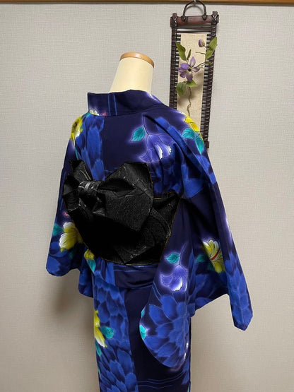 Floral Yellow/White/Black Tsuke Obi Blind Box: Pre-tied Japanese Kimono Belt