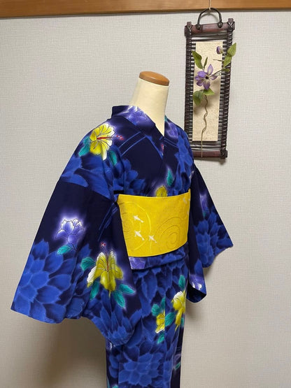 Floral Yellow/White/Black Tsuke Obi Blind Box: Pre-tied Japanese Kimono Belt