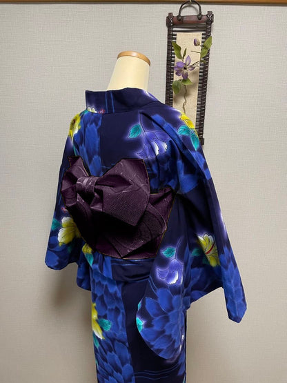 Purple Floral Yukata Obi Belt Blind Box: Pre-tied Japanese Bow