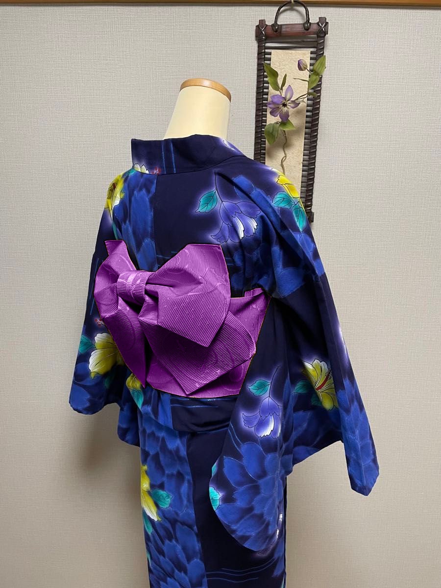 Purple Floral Yukata Obi Belt Blind Box: Pre-tied Japanese Bow