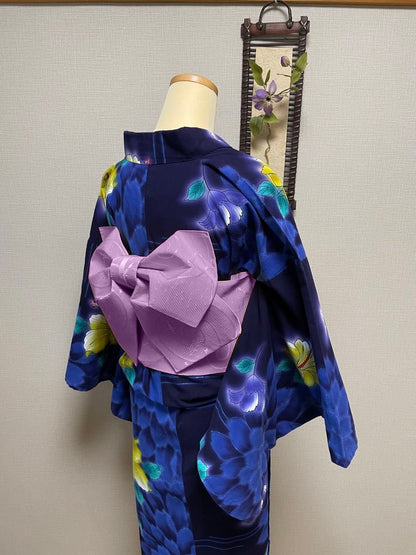 Purple Floral Yukata Obi Belt Blind Box: Pre-tied Japanese Bow