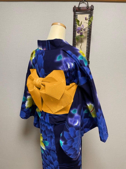 Floral Yellow/White/Black Tsuke Obi Blind Box: Pre-tied Japanese Kimono Belt