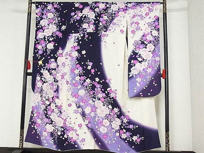 Rank A+ Japanese Vintage Furisode Kimono/ Purple Furisode/ B27