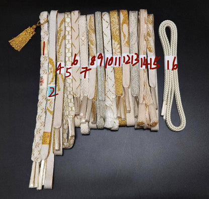 Brand New Silk Obijime Cord: White Formal Kimono Obi Ties