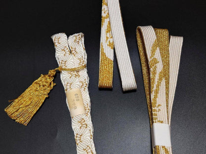 Brand New Silk Obijime Cord: White Formal Kimono Obi Ties