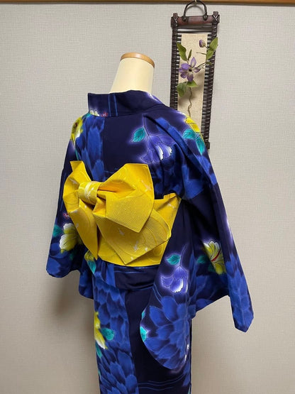 Floral Yellow/White/Black Tsuke Obi Blind Box: Pre-tied Japanese Kimono Belt