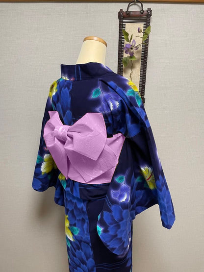 Purple Floral Yukata Obi Belt Blind Box: Pre-tied Japanese Bow