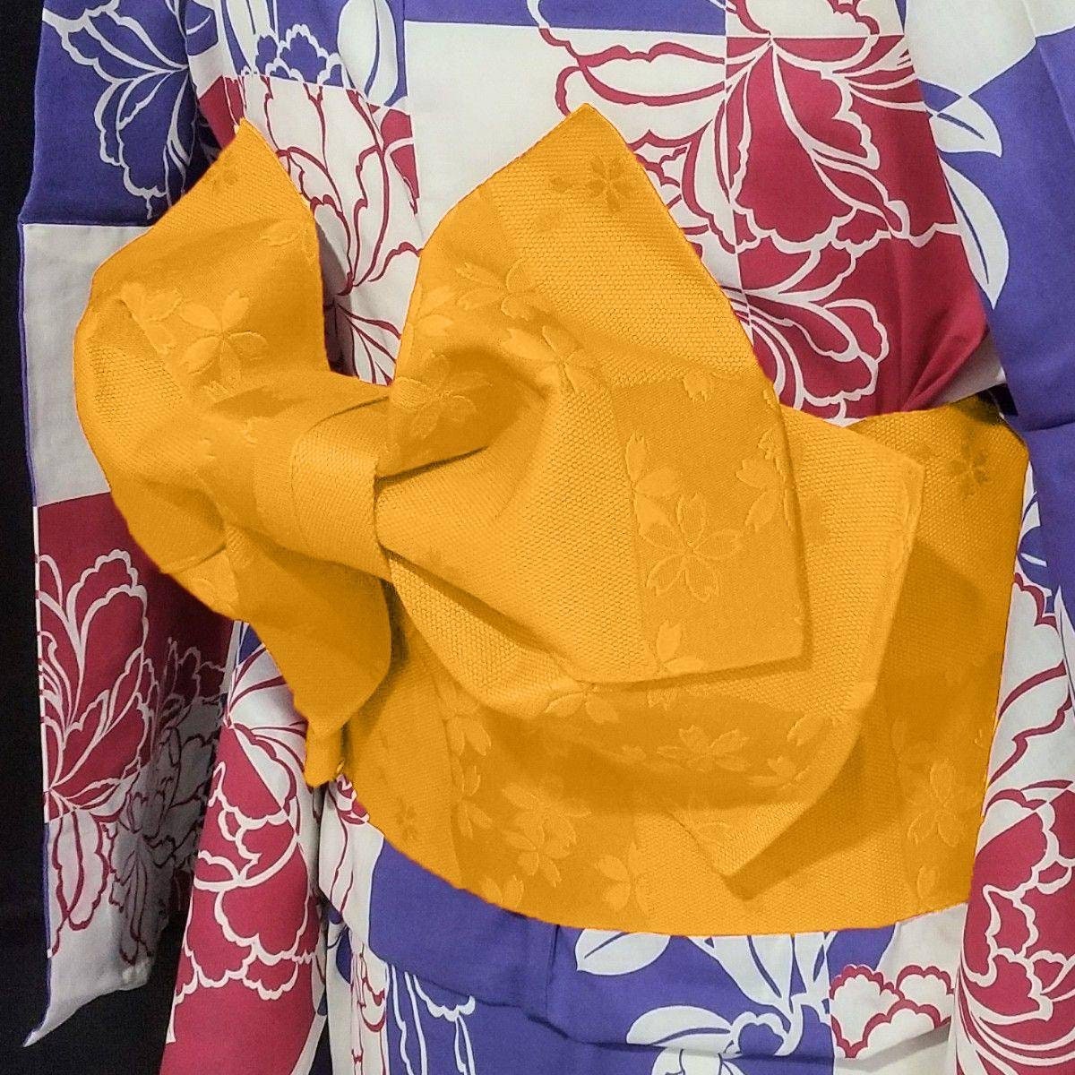 Floral Yellow/White/Black Tsuke Obi Blind Box: Pre-tied Japanese Kimono Belt