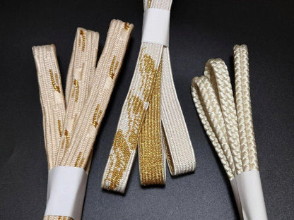 Brand New Silk Obijime Cord: White Formal Kimono Obi Ties
