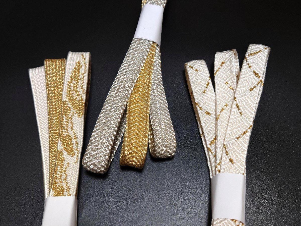 Brand New Silk Obijime Cord: White Formal Kimono Obi Ties