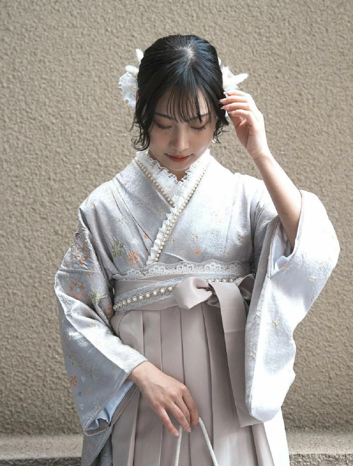 Vintage Women's Traditional Hakama, Beige Hakama, 95CM