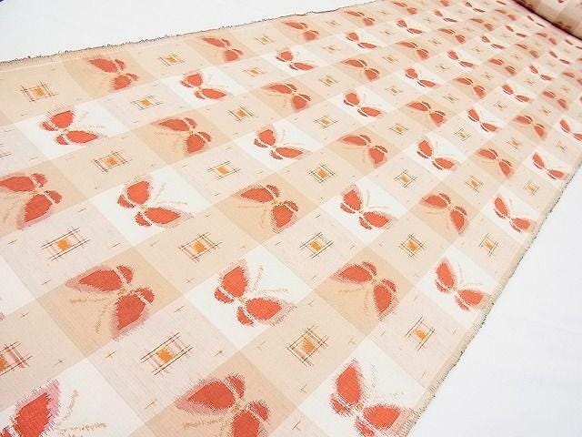 Japanese Tsumugi Silk Kimono Fabric Bolt: Butterfly Pattern