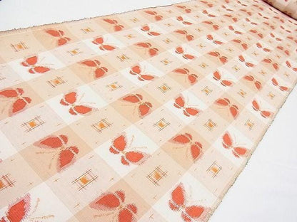Japanese Tsumugi Silk Kimono Fabric Bolt: Butterfly Pattern