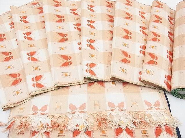 Japanese Tsumugi Silk Kimono Fabric Bolt: Butterfly Pattern