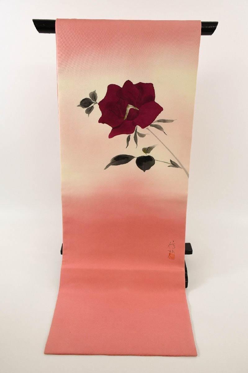 Vintage Silk Nagoya Obi Belt: Pastel Floral Kimono Sash