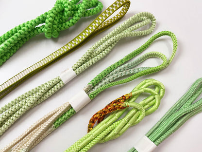 Green Silk Obijime Cord: Japanese Kimono Belt Accessory, Q5