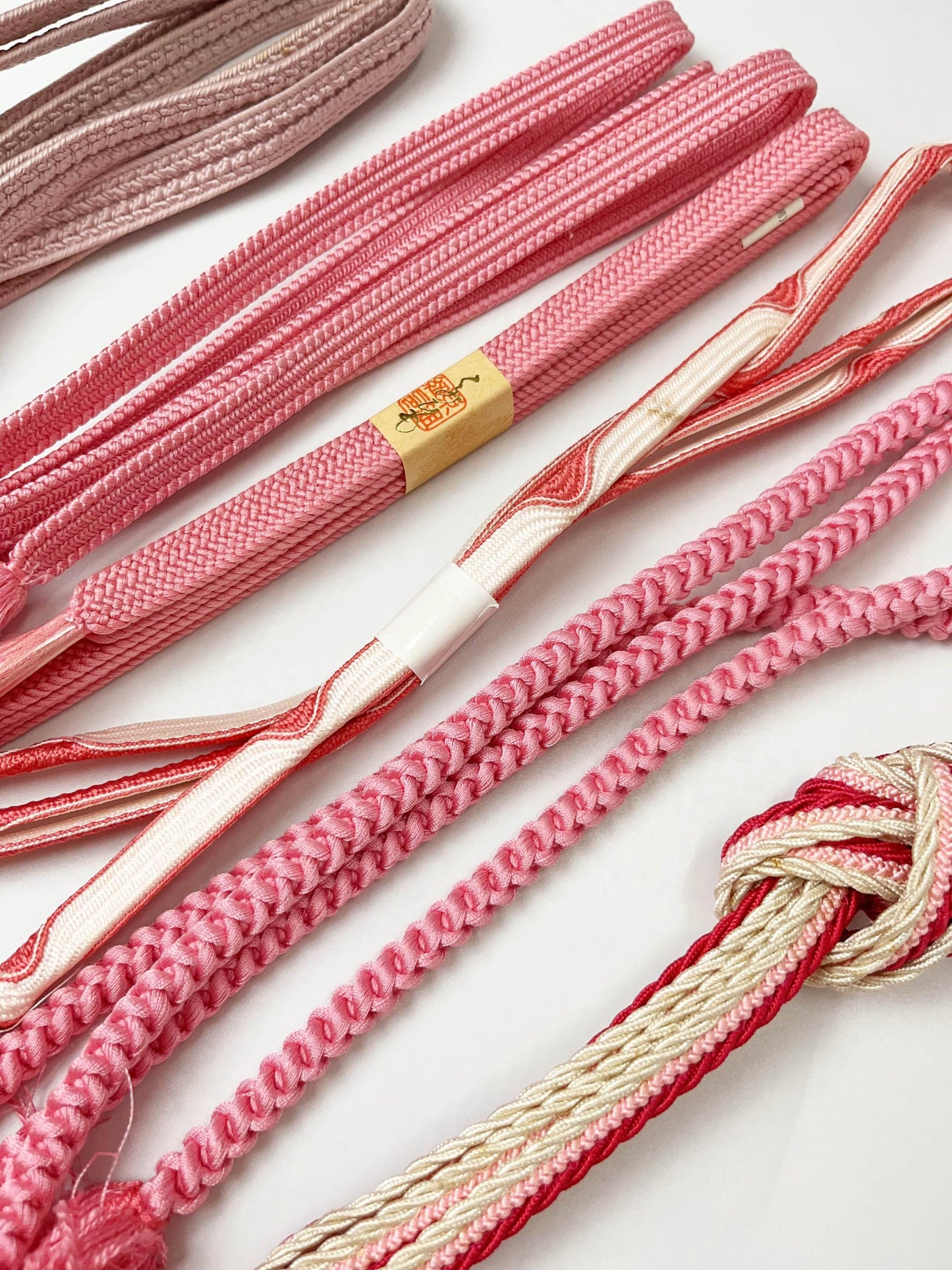 Pink Silk Obijime Cord Collection, Japanese Kimono Accessories, Obi Ties, Q6