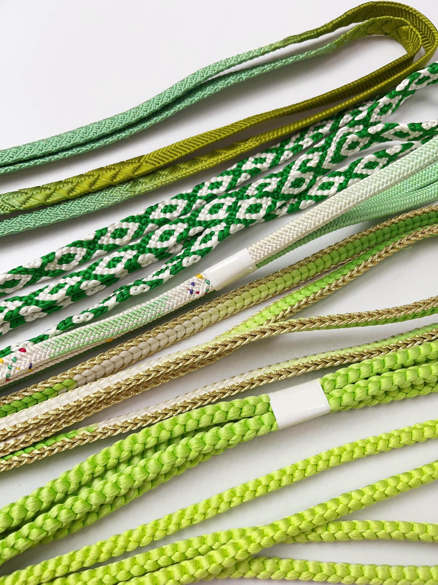 Green Silk Obijime Cord: Japanese Kimono Belt Accessory (Q7)